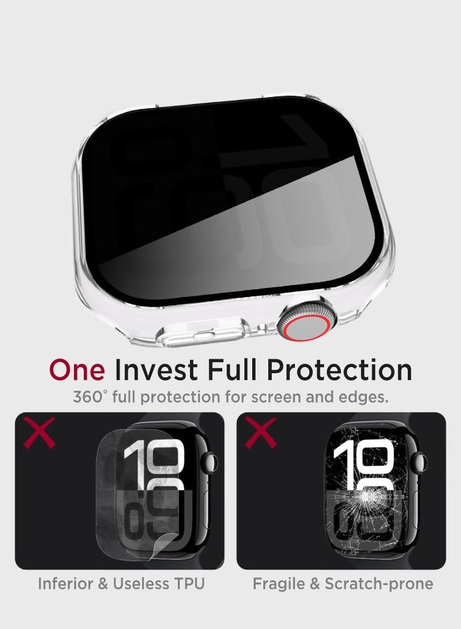 Compatible for Apple Watch Series 10 46mm Hard Case with Privacy Tempered Glass Screen Protector, Unique Design Hard PC Waterproof Case Cover, Bumper Full Coverage Accessories for iWatch 10 46mm, Clear - Image 4