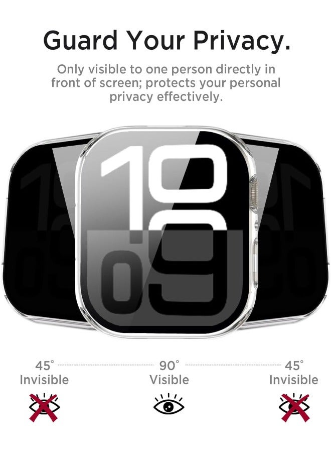 Compatible for Apple Watch Series 10 46mm Hard Case with Privacy Tempered Glass Screen Protector, Unique Design Hard PC Waterproof Case Cover, Bumper Full Coverage Accessories for iWatch 10 46mm, Clear - Image 3