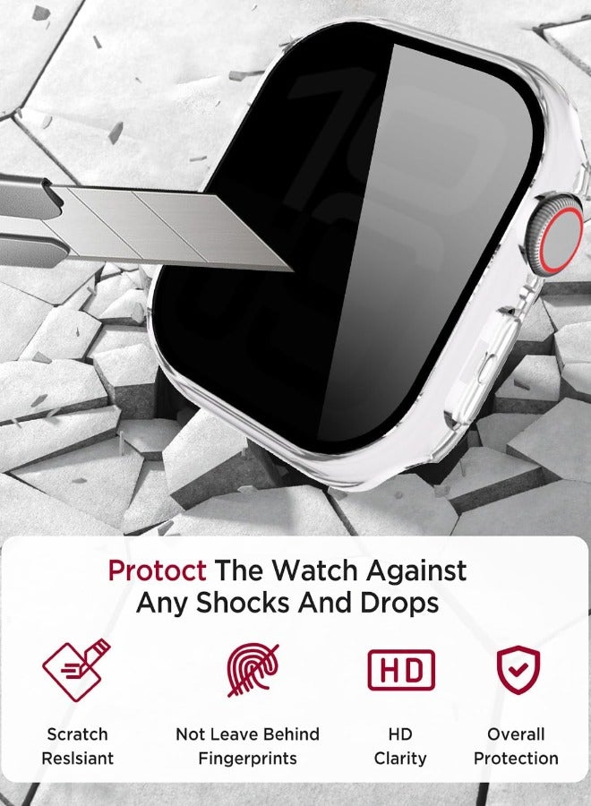 Compatible for Apple Watch Series 10 46mm Hard Case with Privacy Tempered Glass Screen Protector, Unique Design Hard PC Waterproof Case Cover, Bumper Full Coverage Accessories for iWatch 10 46mm, Clear - Image 5