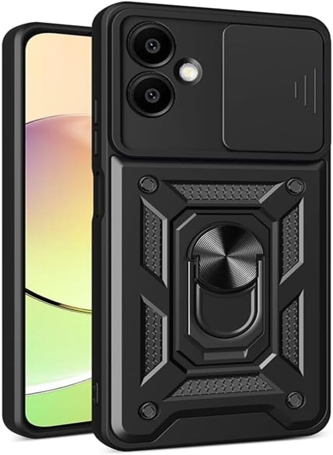 UNBLACK UNBLACK Case Cover Shock resistant Sliding CamShield TPU + PC Compatible with Samsung Galaxy A06 (Black)