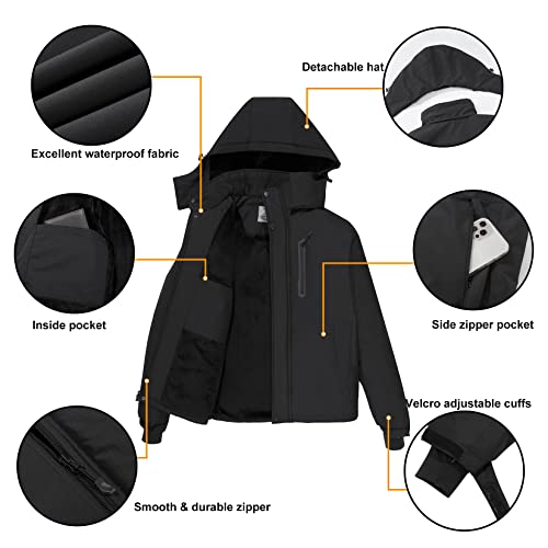 CAMEL CROWN Men's Mountain Snow Waterproof Ski Jacket Detachable Hood Windproof Fleece Parka Rain Jacket Winter Coat - Image 4
