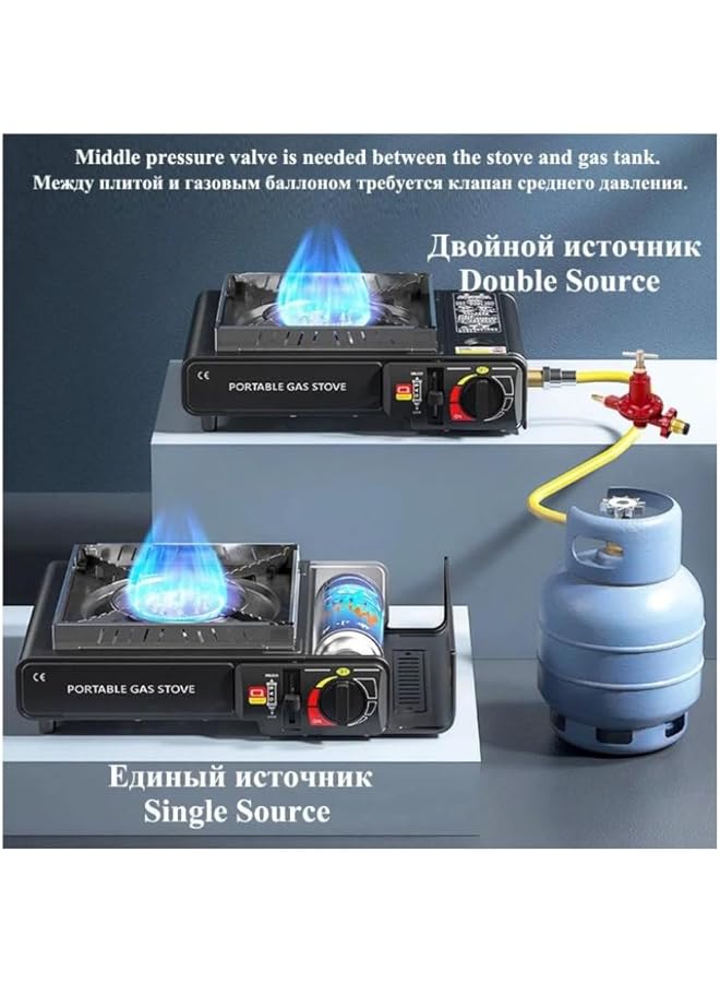 Denx Portable Gas Stove Dual Use Type 2.8Kw High Power Dual Use Compact Windproof Adjustable Temperature Ideal For Camping Travel Picnics And Outdoor Cooking Dx1763 - Image 1