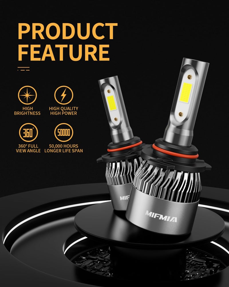 Mifmia ????????/?????? Bulbs High Beam 6500K White 800% Brightness 40000Lm  Non-Polarity Plug And Play With Fan  Ip68 Waterproof Off-Road Lights  Pack Of 2 - Image 2