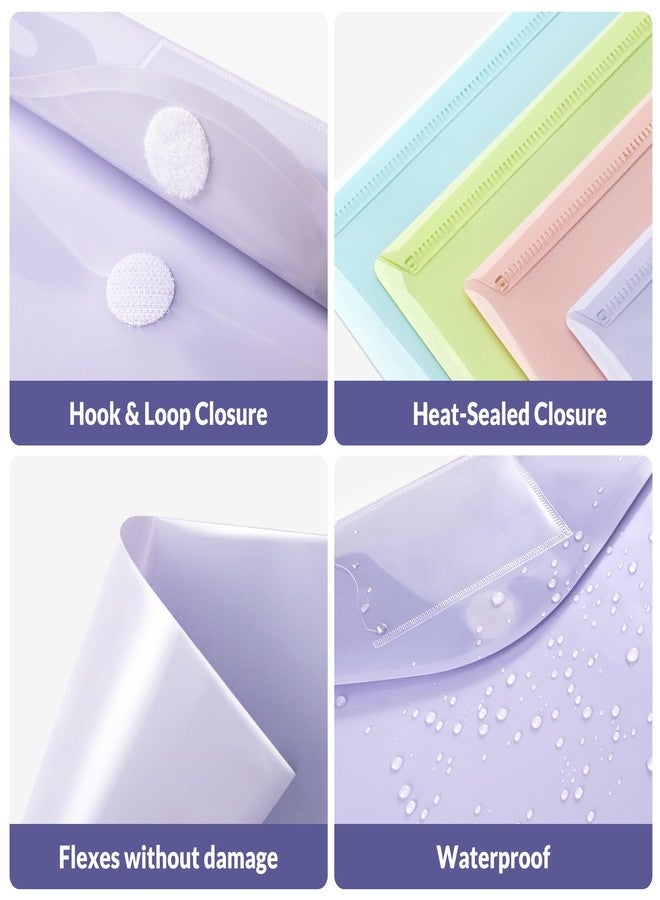 SUNEE 12 Pack Plastic Envelopes, Folders for Document for A4 Letter Size, Poly File Folders with Label Pockets for School Home Office Organizer Work Supplies, 6 Colors - Image 2