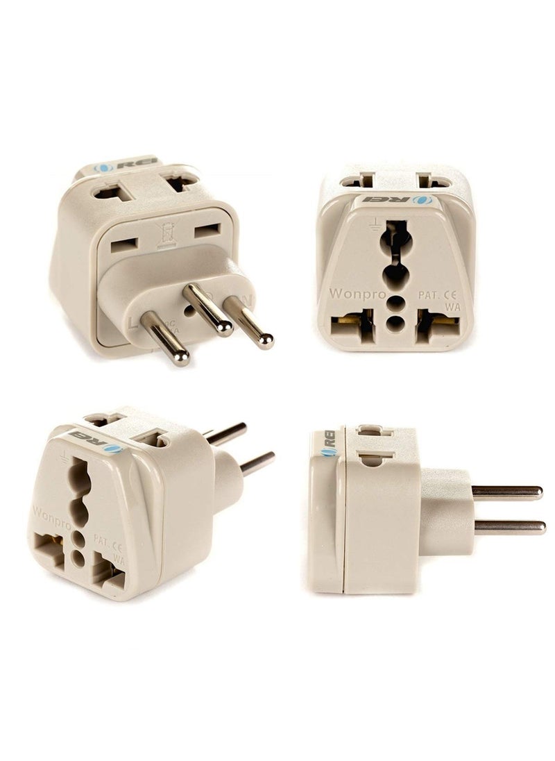 OREI Orei India to Switzerland Rwanda Liechtenstein Type J Travel Adapter Plug 2 in 1 CE Certified RoHS Compliant 4 Pack White Color DB11A4PK  - Image 1
