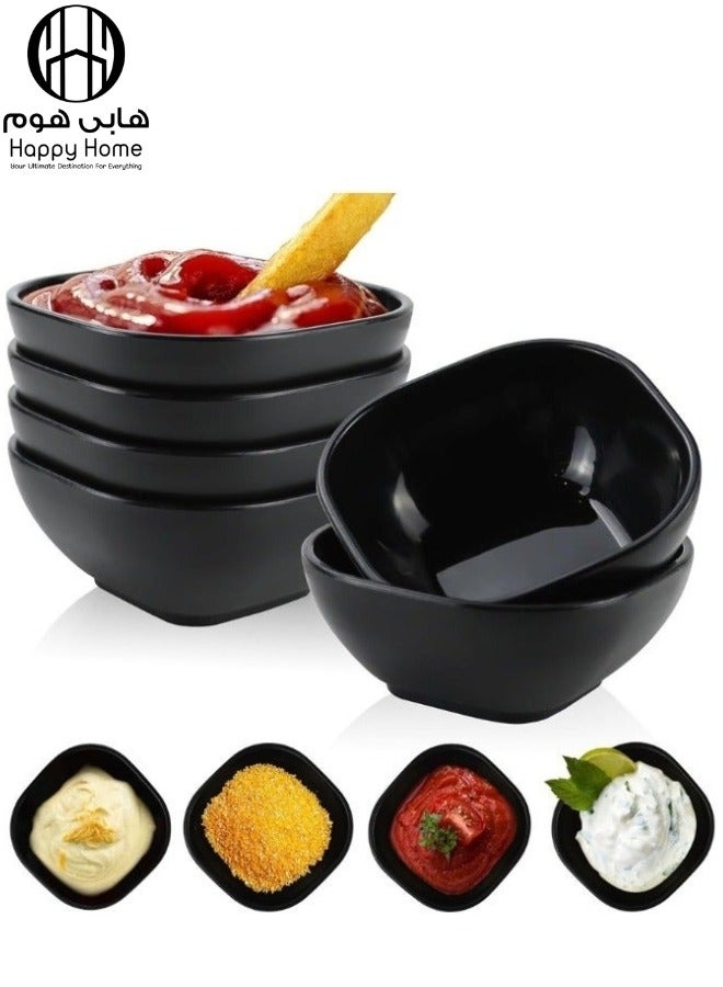 Happy Home 6-Piece Square Melamine Sauce Dishes – 6.7 cm (59 ml) for Sushi, Sashimi, Garlic, and Condiments, Perfect for Serving Ketchup, Mayonnaise, Mustard, and Other Sauces, Durable, High-Quality, Non-Toxic, Stylish Tableware - Image 1