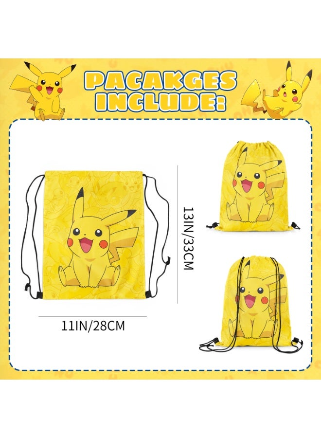 Pokémon Pikachu Party Bags Party Favors, 12Pcs Pokémon Drawstring Bag Set, Pikachu Candy Bags, Suitable Pokemon Party Decoration Supplies - Image 2