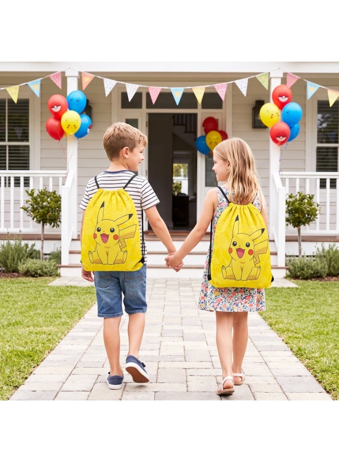 Pokémon Pikachu Party Bags Party Favors, 12Pcs Pokémon Drawstring Bag Set, Pikachu Candy Bags, Suitable Pokemon Party Decoration Supplies - Image 5