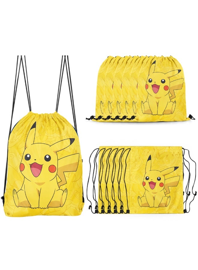 Pokémon Pikachu Party Bags Party Favors, 12Pcs Pokémon Drawstring Bag Set, Pikachu Candy Bags, Suitable Pokemon Party Decoration Supplies - Image 1