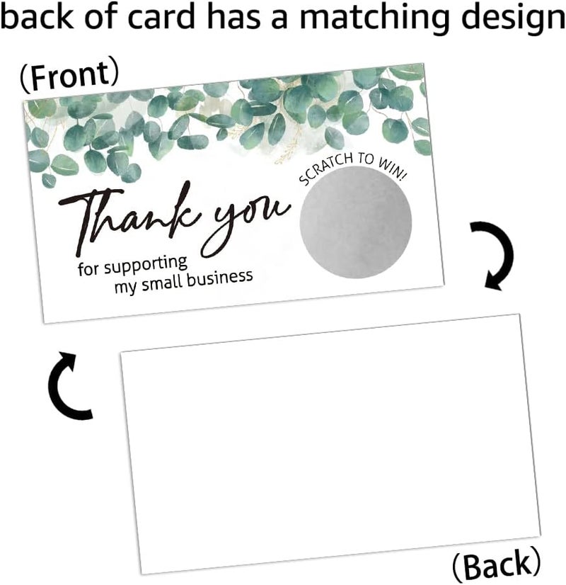 REWIDPARTY 50 Blank Eucalyptus Scratch Off Game Cards Greenery Thank You Scratch Off Gift Cards Festival Raffle Tickets Customer Appreciation Cards Bridal Wedding Party Supplies for Small Business - Image 4