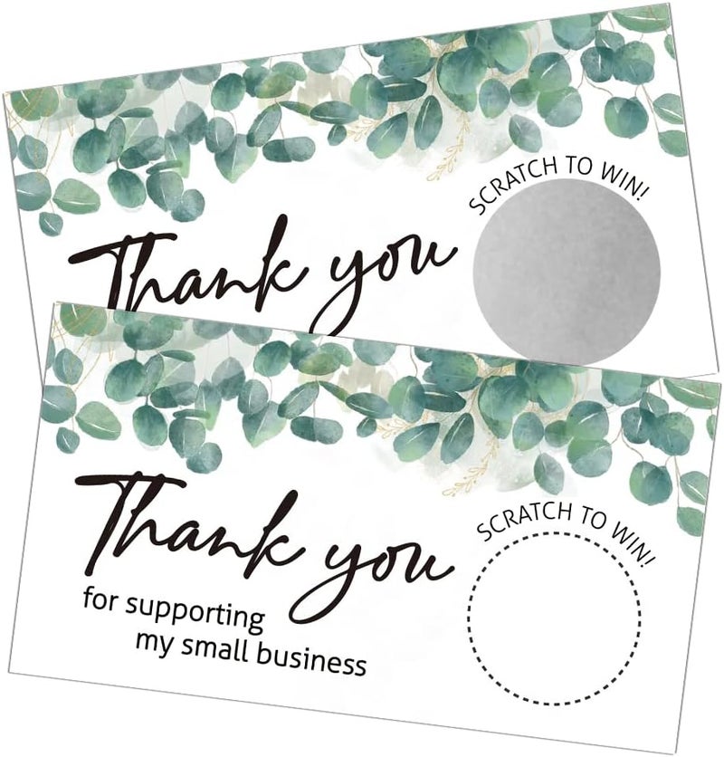 REWIDPARTY 50 Blank Eucalyptus Scratch Off Game Cards Greenery Thank You Scratch Off Gift Cards Festival Raffle Tickets Customer Appreciation Cards Bridal Wedding Party Supplies for Small Business - Image 1