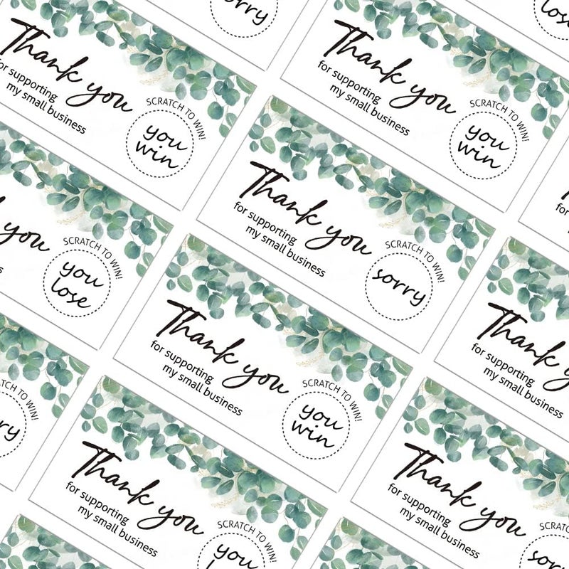REWIDPARTY 50 Blank Eucalyptus Scratch Off Game Cards Greenery Thank You Scratch Off Gift Cards Festival Raffle Tickets Customer Appreciation Cards Bridal Wedding Party Supplies for Small Business - Image 3