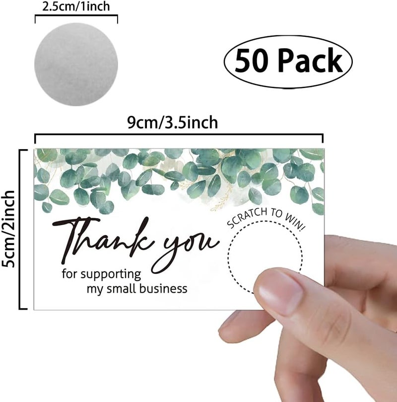 REWIDPARTY 50 Blank Eucalyptus Scratch Off Game Cards Greenery Thank You Scratch Off Gift Cards Festival Raffle Tickets Customer Appreciation Cards Bridal Wedding Party Supplies for Small Business - Image 2