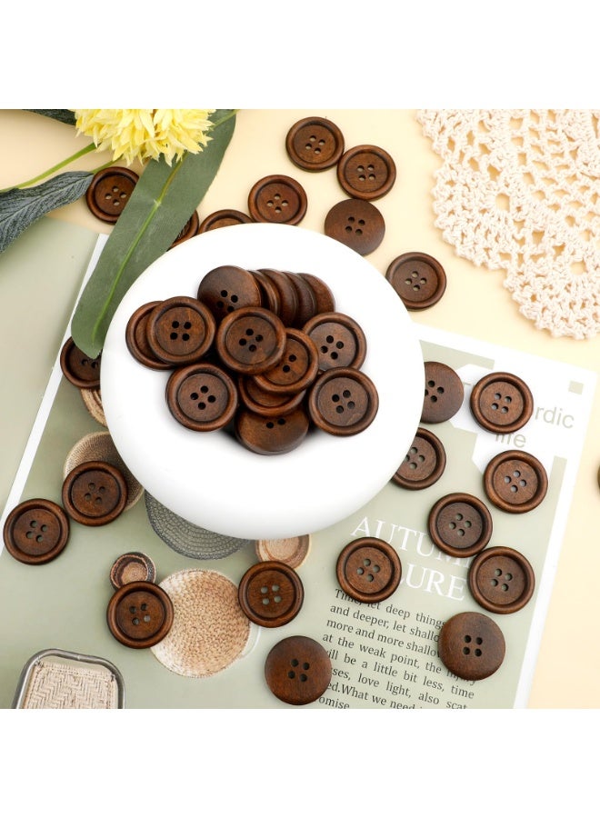 50 Pcs 0.78 Inch 4 Hole Wooden Buttons, Polished Classic Sewing Buttons for Shirts, Pillow Covers, Headbands, DIY Crafts and Knitting Projects - Image 3
