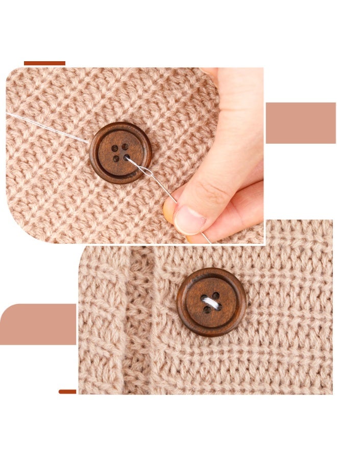 50 Pcs 0.78 Inch 4 Hole Wooden Buttons, Polished Classic Sewing Buttons for Shirts, Pillow Covers, Headbands, DIY Crafts and Knitting Projects - Image 5
