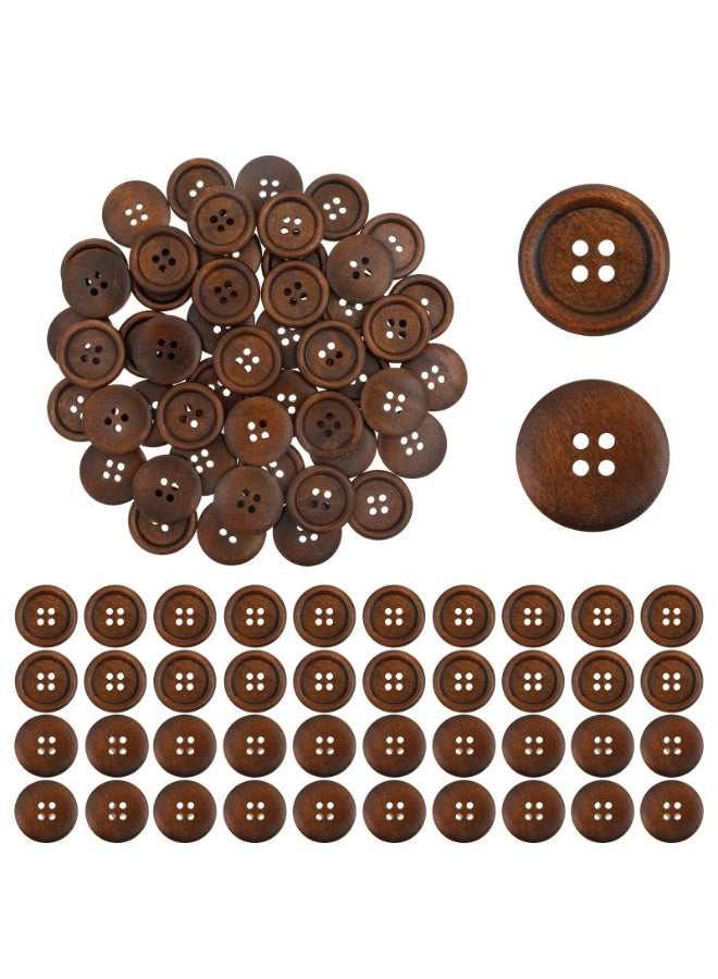 50 Pcs 0.78 Inch 4 Hole Wooden Buttons, Polished Classic Sewing Buttons for Shirts, Pillow Covers, Headbands, DIY Crafts and Knitting Projects - Image 1