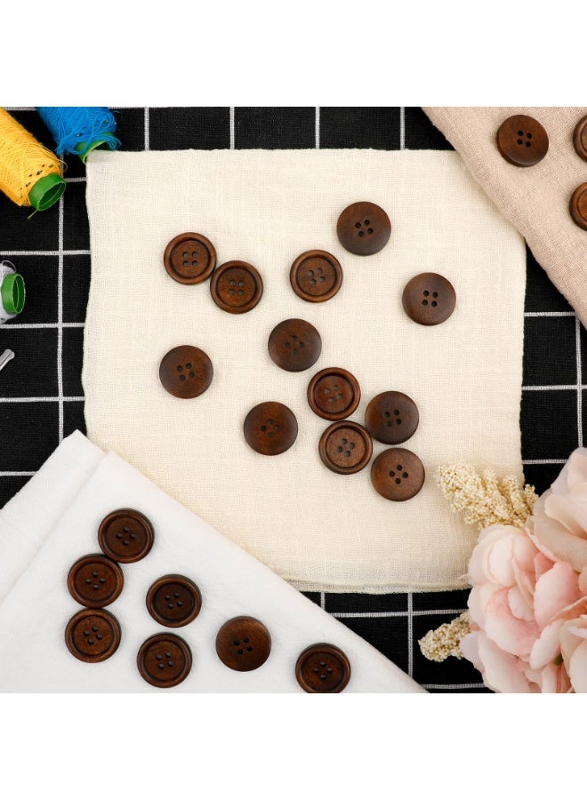 50 Pcs 0.78 Inch 4 Hole Wooden Buttons, Polished Classic Sewing Buttons for Shirts, Pillow Covers, Headbands, DIY Crafts and Knitting Projects - Image 4