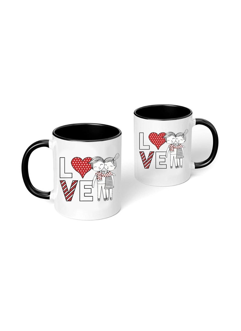 PRINTSHOP4ME - Happy Valentine Day with a Black Two-Tone Coffee Mug - Perfect for Couples - Gift for Your Loved One - Gifts for Him Husband - Dad - Boyfriend on Valentines Day - Image 1