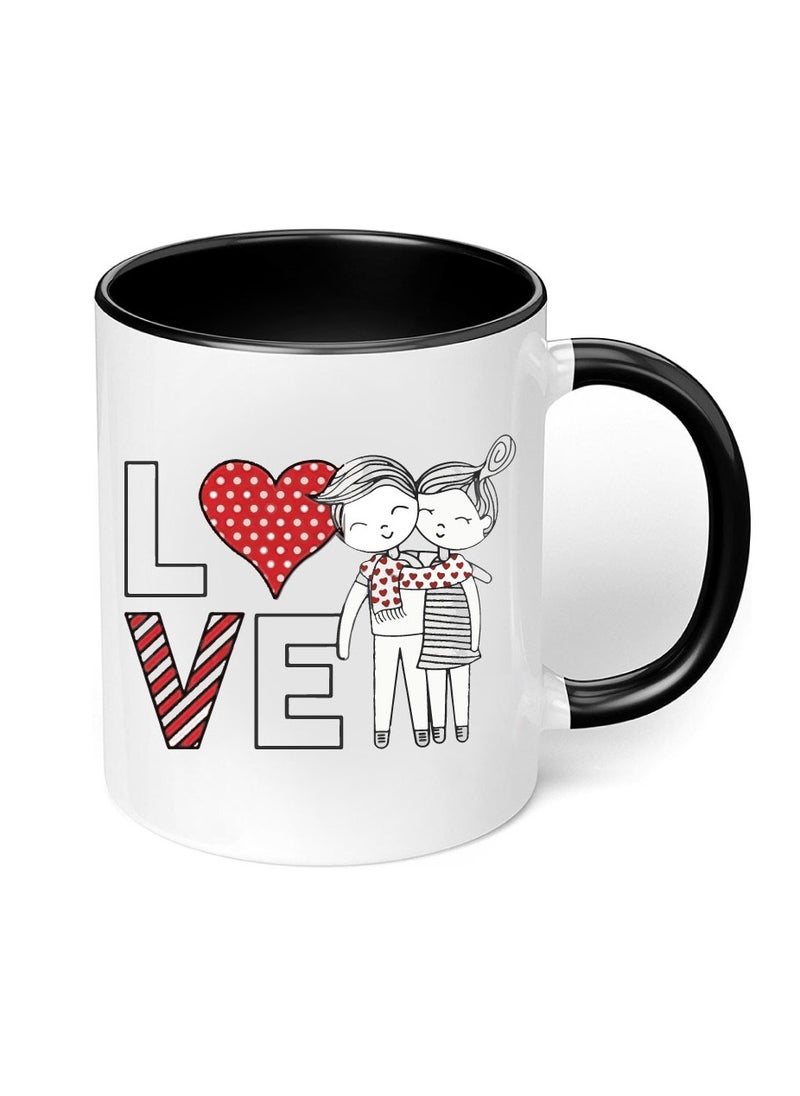 PRINTSHOP4ME - Happy Valentine Day with a Black Two-Tone Coffee Mug - Perfect for Couples - Gift for Your Loved One - Gifts for Him Husband - Dad - Boyfriend on Valentines Day - Image 1