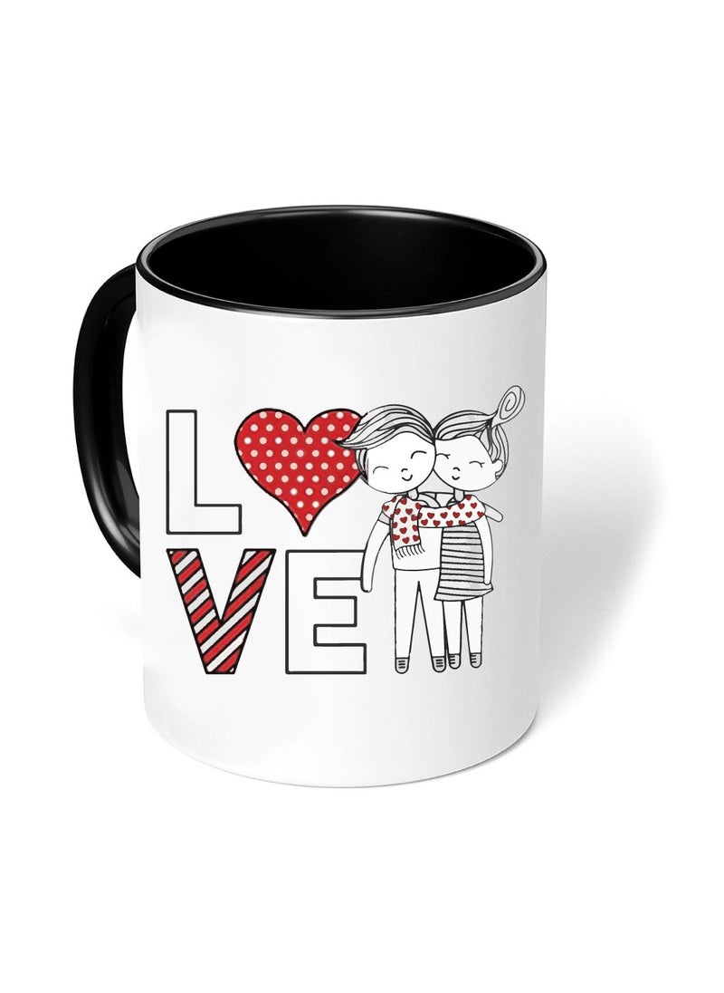 PRINTSHOP4ME - Happy Valentine Day with a Black Two-Tone Coffee Mug - Perfect for Couples - Gift for Your Loved One - Gifts for Him Husband - Dad - Boyfriend on Valentines Day - Image 1