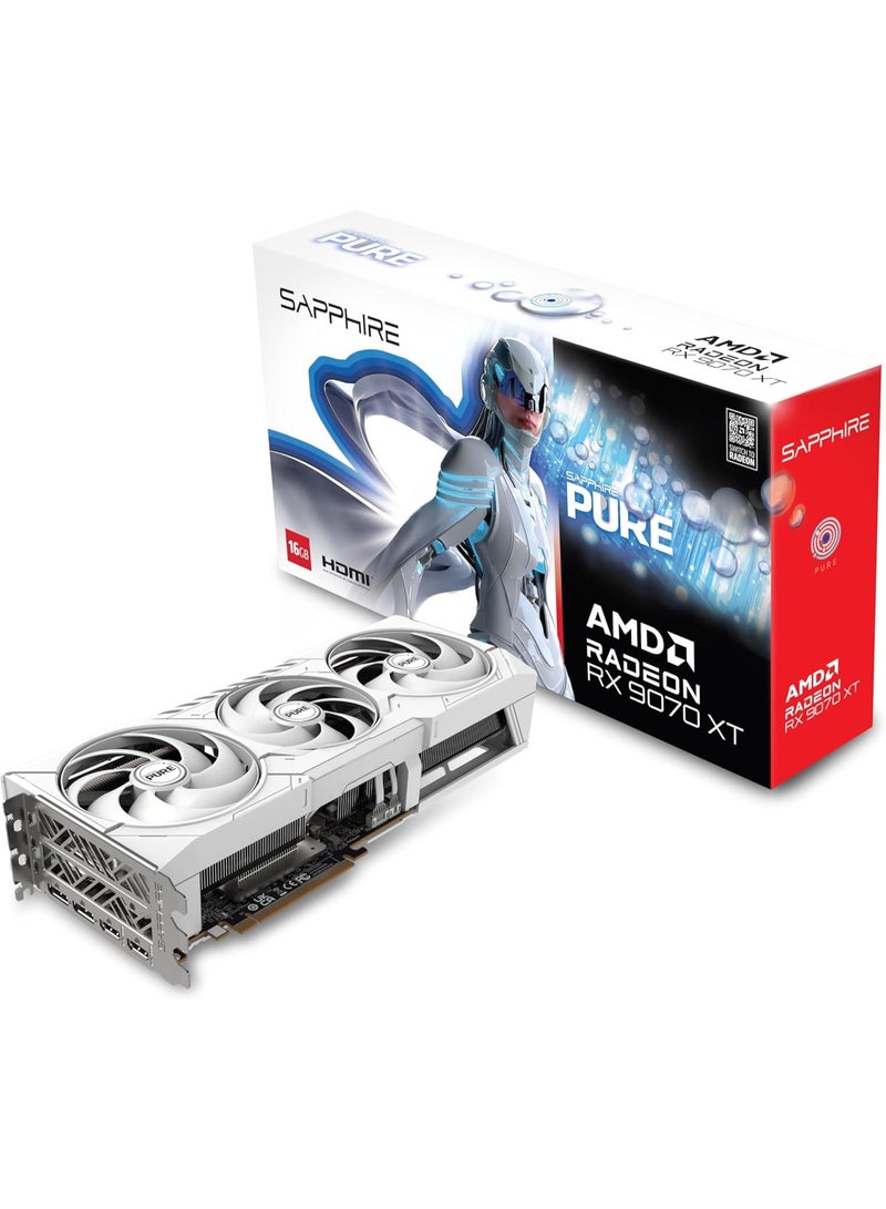 Sapphire 11348-02-20G Pure AMD Radeon™ RX 9070 XT Gaming OC Graphics Card with 16GB GDDR6, AMD RDNA 4 - Image 1