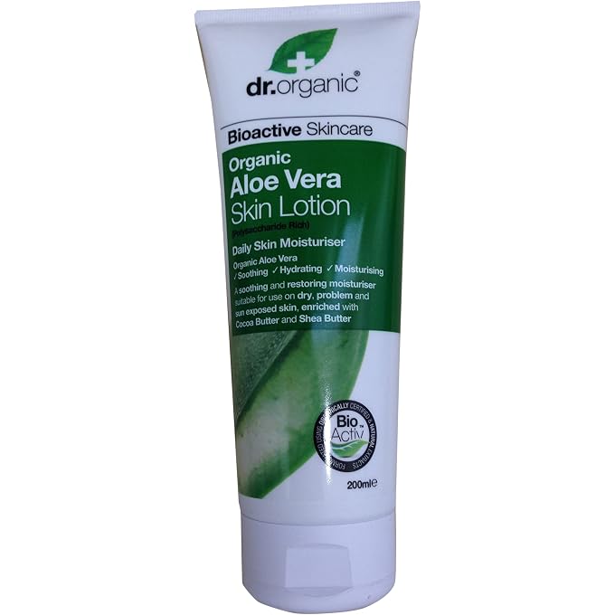 . Organic Aloe Vera Skin Lotion for Burns, Vitamins Treatment. 200ml. WE SHIP WORLDWIDE