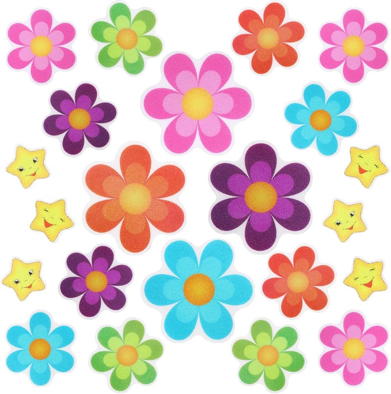 26 Pieces Flower Non Slip Stickers for Bathtub Daisy Non Slip Shower Sticker Adhesive Star Flower Cute Bathtub Decals with Bright Colors, Bath Tread for Bathroom and Other Slippery Surfaces(Colorful)