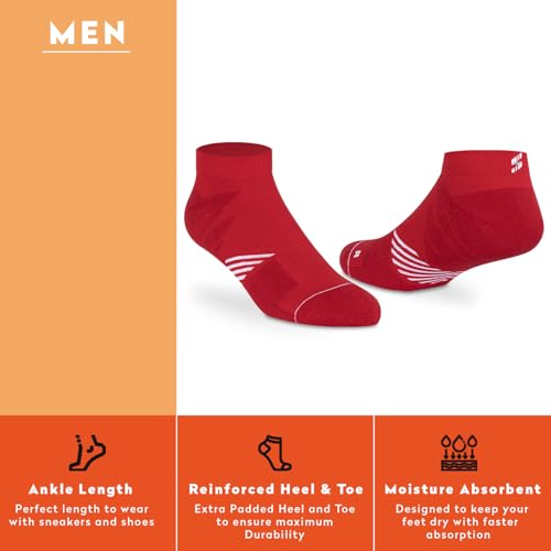 Supersox Ankle Length Performance Sports Socks for Woman | Combed Cotton | Moisture Absorbent & Anti-Odour | Durable Welt for Long-Lasting Comfort | Black, White, Red | Pack of 3 - Image 4