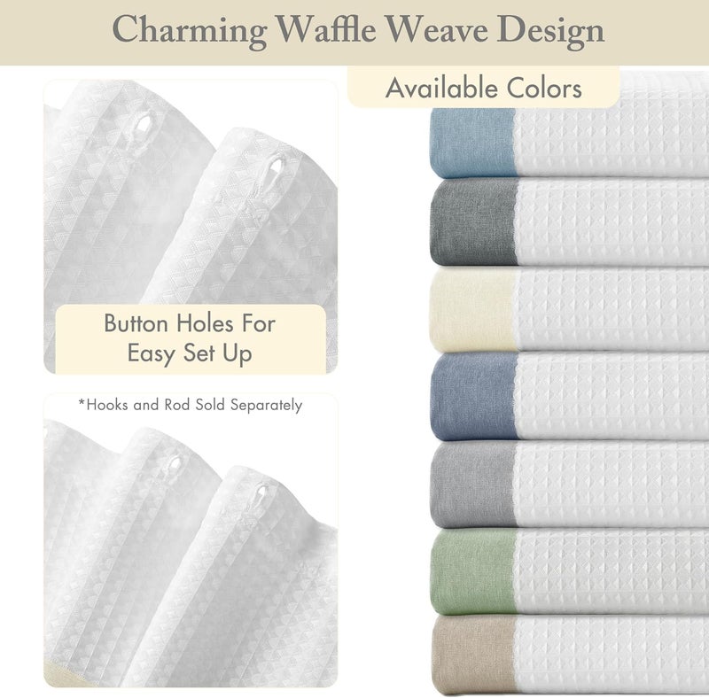 madison park Shower Curtain Spa Waffle Weave Shower Curtain for Bathroom 3M Scotchgard Moisture Management, Spa Quality Modern Shower Curtains for Bathroom, Standard: 72x72 Cream - Image 3