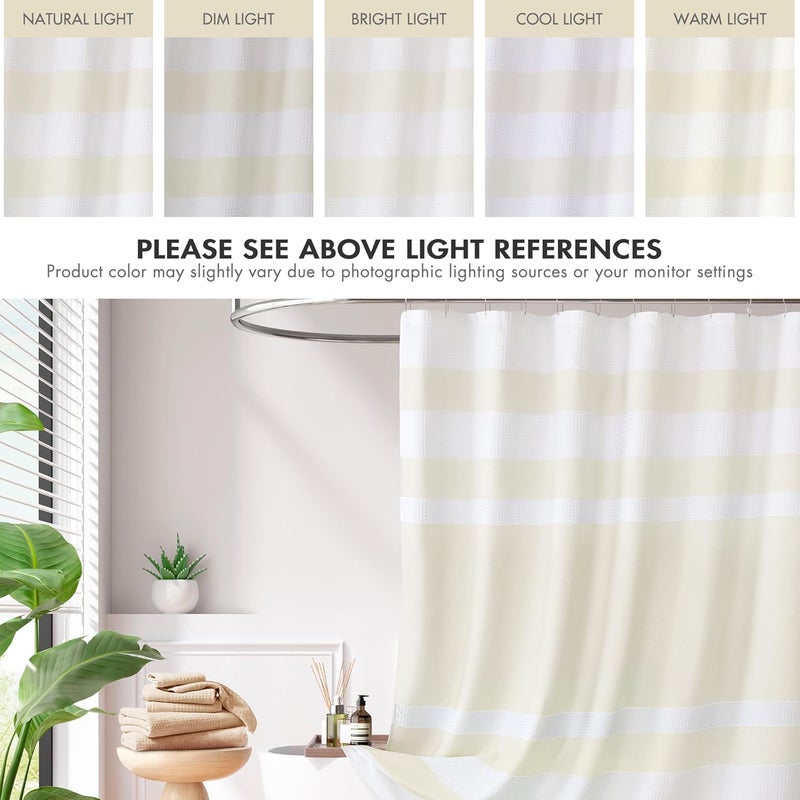 madison park Shower Curtain Spa Waffle Weave Shower Curtain for Bathroom 3M Scotchgard Moisture Management, Spa Quality Modern Shower Curtains for Bathroom, Standard: 72x72 Cream - Image 4