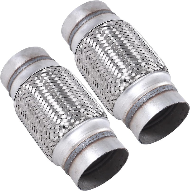 FGJQEFG أنبوب مرونة العادم FGJQEFG من الفولاذ المقاوم للصدأ مع ضفيرة 3" × 6" مع نهايات بطول 8" إجمالي - Image 1