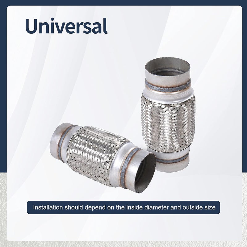 FGJQEFG أنبوب مرونة العادم FGJQEFG من الفولاذ المقاوم للصدأ مع ضفيرة 3" × 6" مع نهايات بطول 8" إجمالي - Image 5