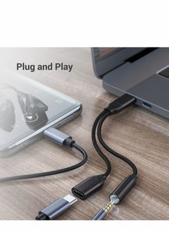 Excefore محول سماعة رأس وشاحن USB C إلى 3.5 مم، مقسم USB C 2 في 1 إلى مقبس الصوت وكابل دونجل للشحن السريع، متوافق مع Samsung Galaxy S20 S21+، Note 20 10، Google Pixel 2 3 4 XL  - Image 3