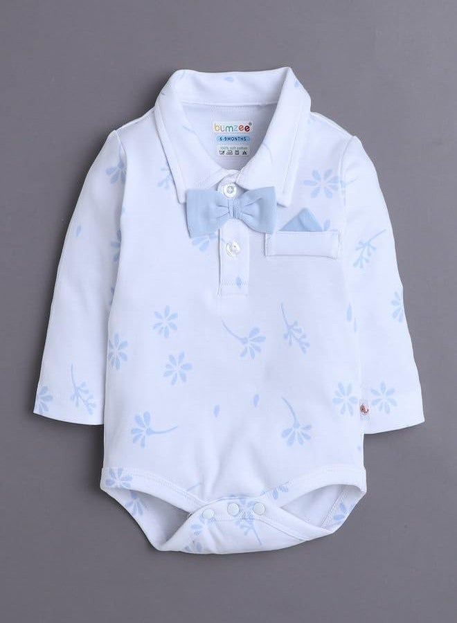 BUMZEE طقم ملابس داخلية قطنية بأكمام طويلة للأولاد من BUMZEE، لون أزرق فاتح وأبيض - 9-12 شهرًا (Peb10801E-pbl) - Image 2