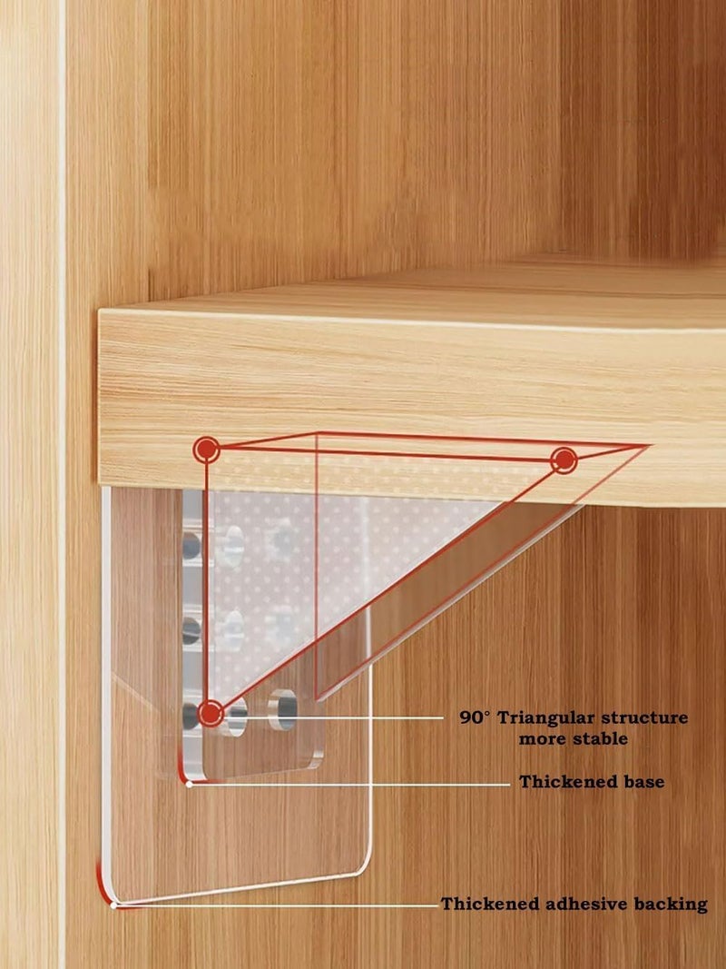 HETVIN Shelf Support Pegs - Innovative Punch-Free Plastic Brackets for Cabinet and Closet Shelves, Self-Adhesive Clips for Kitchen, Furniture, and Bookshelves (10) - Image 5