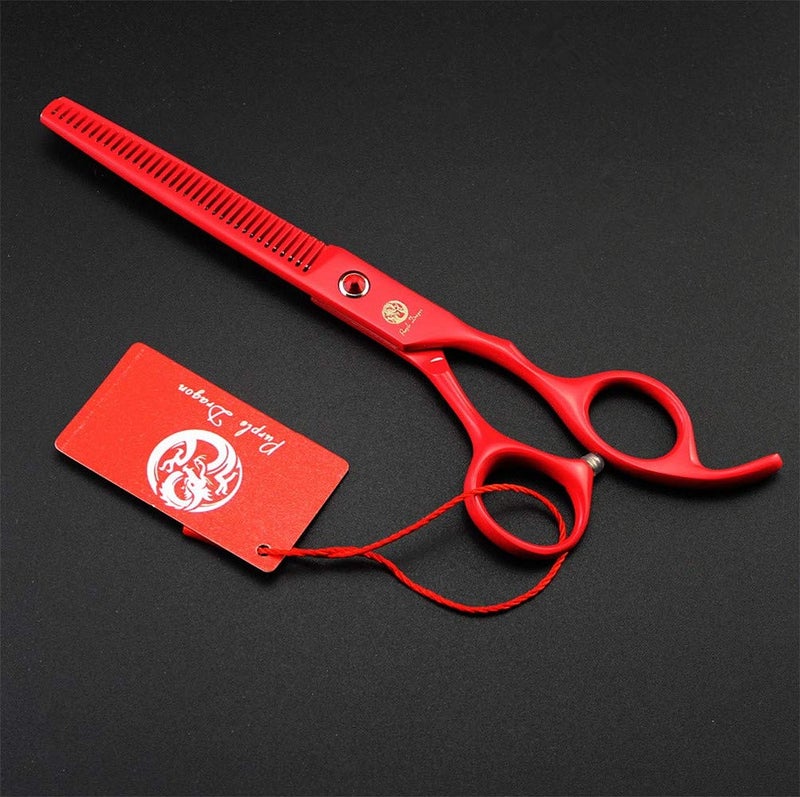 Purple Dragon Professional 7.0 inch 4PCS Pet Grooming Scissors Kit Japan Premium Steel Straight & Curved & Thinning Blade Dog Hair Cutting Shears Set with Case - Image 3