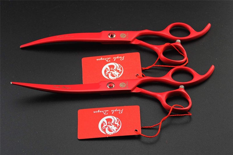 Purple Dragon Professional 7.0 inch 4PCS Pet Grooming Scissors Kit Japan Premium Steel Straight & Curved & Thinning Blade Dog Hair Cutting Shears Set with Case - Image 4