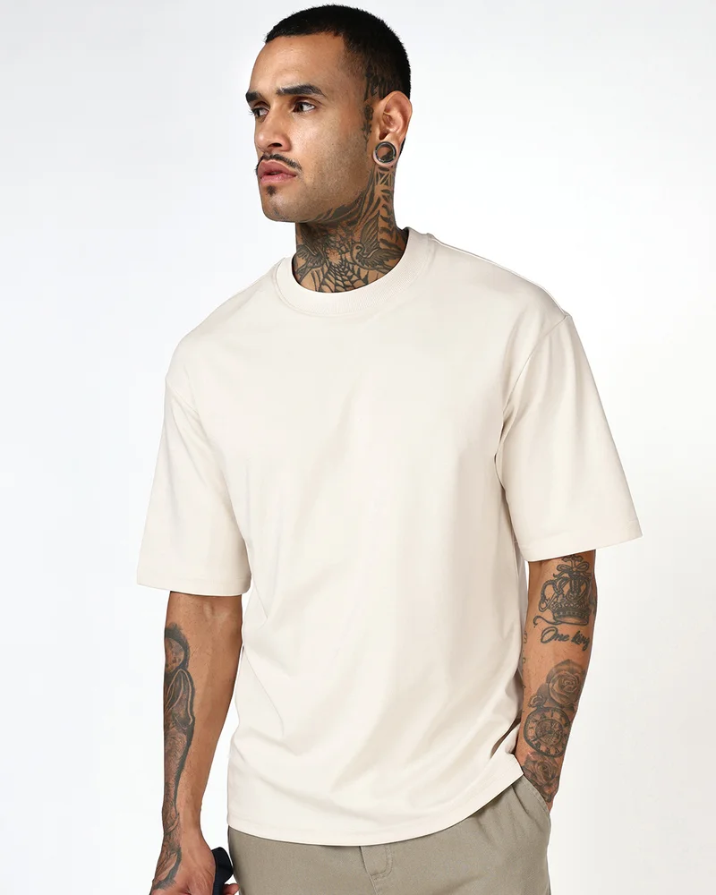 Men's Beige Oversized T-shirt