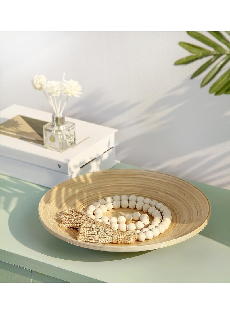 إكليل خرز خشبي بطول 39 بوصة من مع شرّابات، خرز صلاة طبيعي ستايل فارم هاوس، ديكور بوهيمي متعدد الاستخدامات لتعليق الجدران أو تزيين الطاولات والديكور المنزلي - Image 3