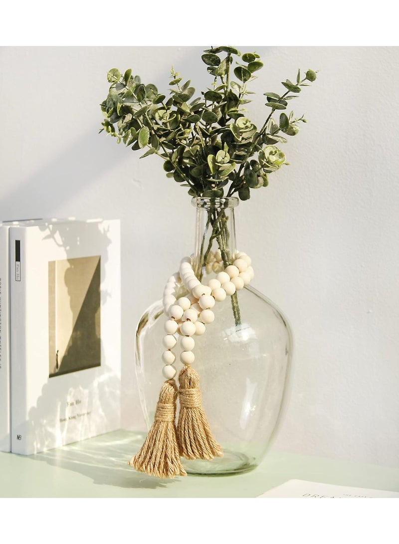 إكليل خرز خشبي بطول 39 بوصة من مع شرّابات، خرز صلاة طبيعي ستايل فارم هاوس، ديكور بوهيمي متعدد الاستخدامات لتعليق الجدران أو تزيين الطاولات والديكور المنزلي - Image 5