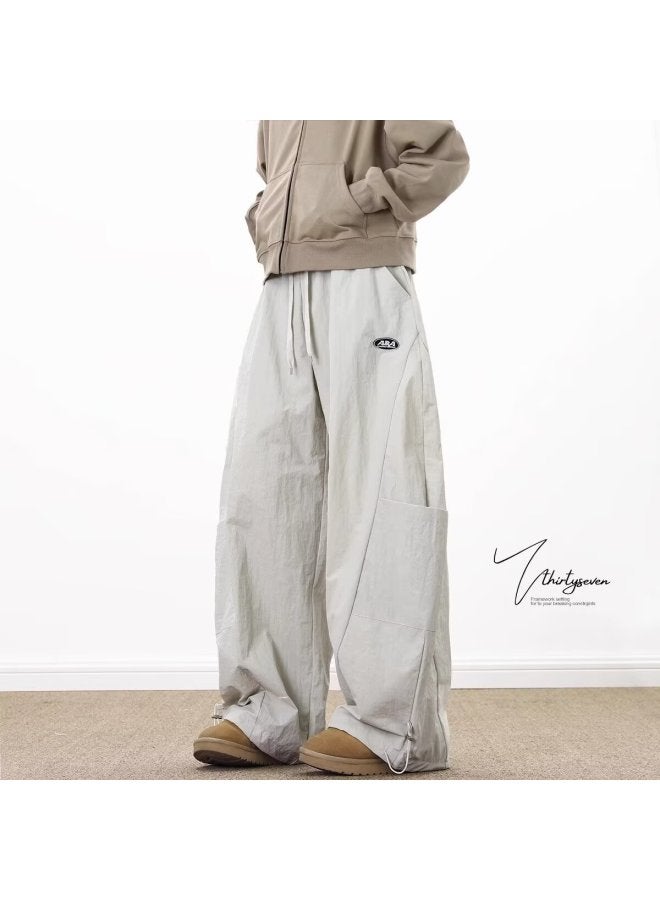 Style Artistic American High Street Scimitar Casual Pants Loose Straight Trendy Simple Fashion Brand-free