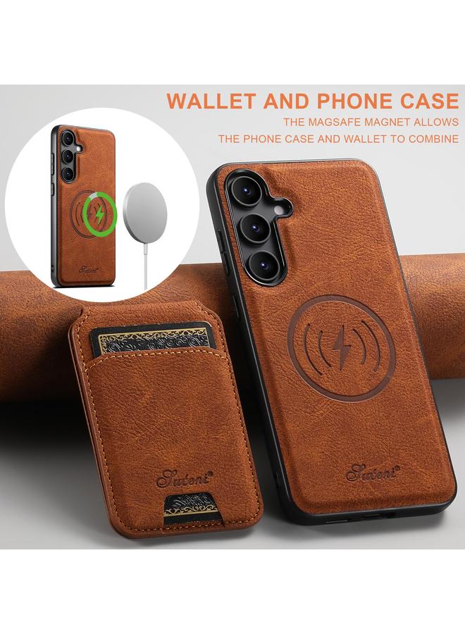 Suteni Case For Samsung Galaxy S25+ 5G H16 Litchi Texture Leather Detachable Wallet Back Phone Case - Image 2