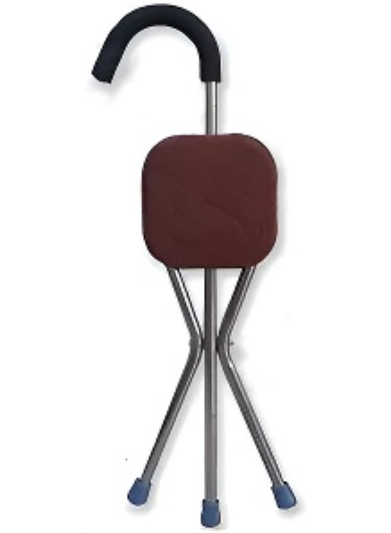Arabest Walking aids Walking Stick, Folding Lightweight Cane Seat, Walking Cane Stick Chair Seat Stool Travel Cane Chair,Tripod Walking Stick, Portable Foldable Cane with Seat, for Elderly Walking aids(Brown) - Image 1