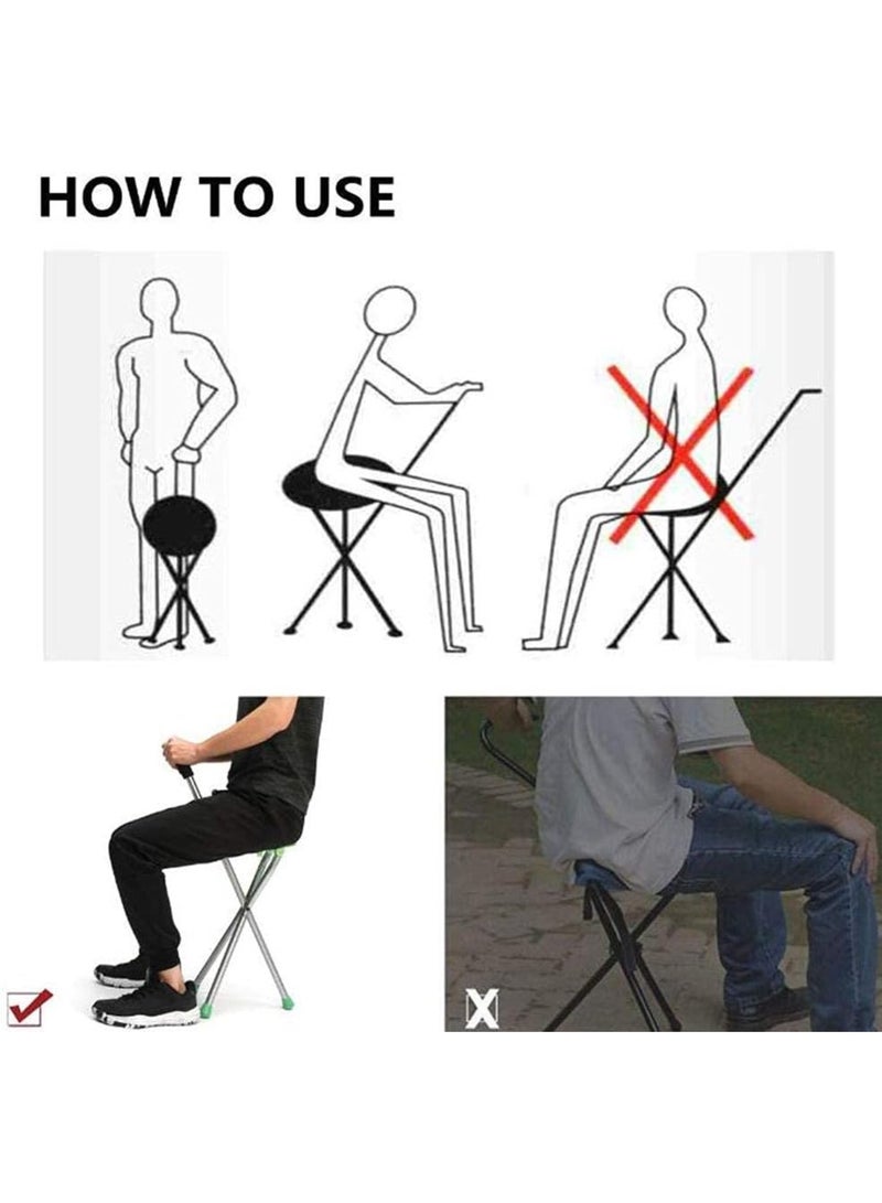 Arabest Walking aids Walking Stick, Folding Lightweight Cane Seat, Walking Cane Stick Chair Seat Stool Travel Cane Chair,Tripod Walking Stick, Portable Foldable Cane with Seat, for Elderly Walking aids(Brown) - Image 3