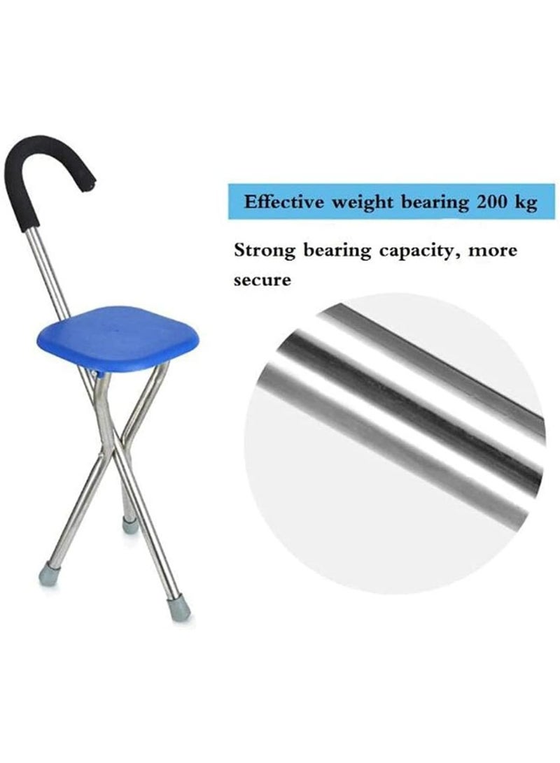Arabest Walking aids Walking Stick, Folding Lightweight Cane Seat, Walking Cane Stick Chair Seat Stool Travel Cane Chair,Tripod Walking Stick, Portable Foldable Cane with Seat, for Elderly Walking aids(Brown) - Image 4