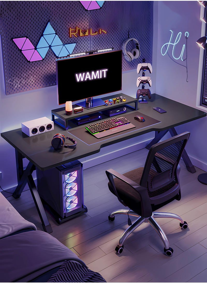 WAMIT - Gaming Table, Office Desk Computer table Gaming Desk,120 * 60CM Home Office Desk, Extra Large Modern Ergonomic Black PC Table Gamer Workstation Black(120*60*75CM) - Image 1