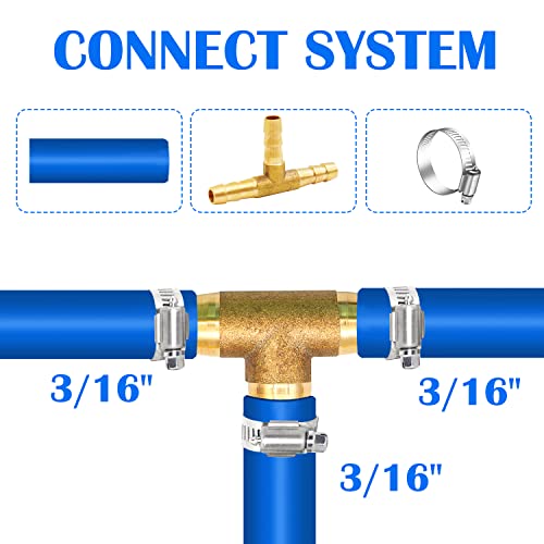 Tnuocke 3pcs 3/16" Brass Tee Barb Fittings,3 Way Union Intersection Fitting T Shape Barbed Splitter Fitting Splicer with Hose Clamps for Water Fuel Air H-058-3/16 - Image 3