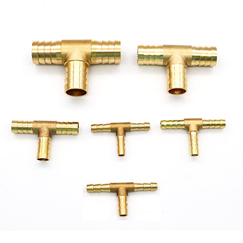 Tnuocke 3pcs 3/16" Brass Tee Barb Fittings,3 Way Union Intersection Fitting T Shape Barbed Splitter Fitting Splicer with Hose Clamps for Water Fuel Air H-058-3/16 - Image 5