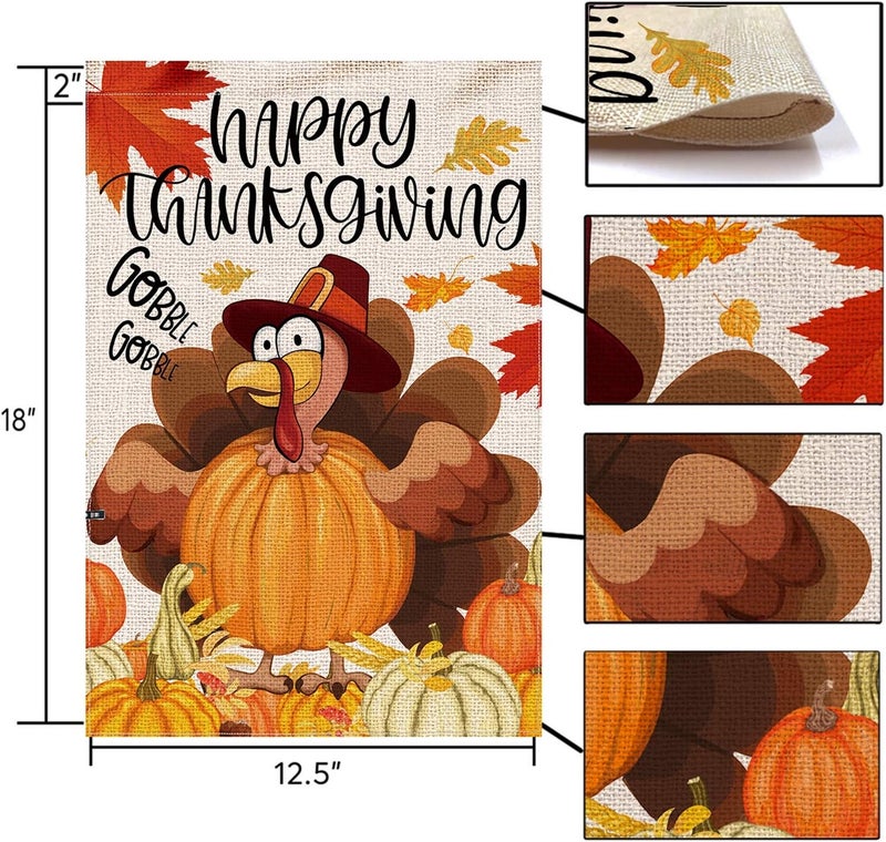 Hexagram Thanksgiving Garden Flag 12 x 18 Double Sided, Thanksgiving Flag for Outside, Yard Flags Turkey House Flags Happy Home Decor - Image 4