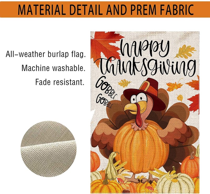 Hexagram Thanksgiving Garden Flag 12 x 18 Double Sided, Thanksgiving Flag for Outside, Yard Flags Turkey House Flags Happy Home Decor - Image 5